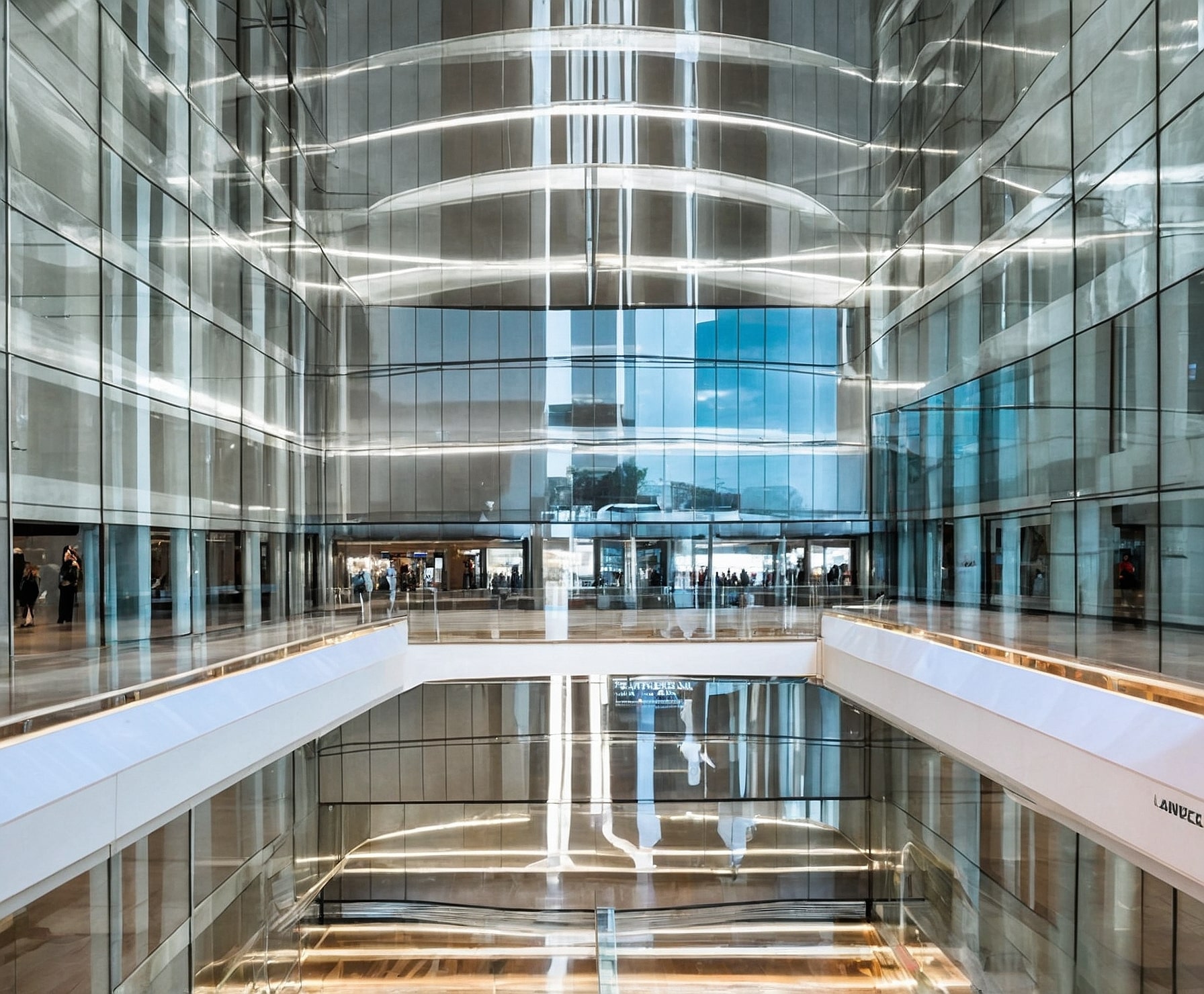 Barandillas de vidrio en centro comercial